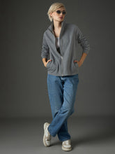 Dark Grey Fleece Front Zipper Jacket SASSAFRAS